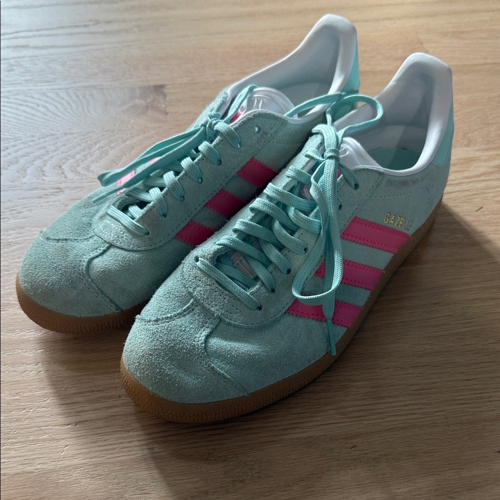 Adidas Gazelle Pastel Green with Pink Accents